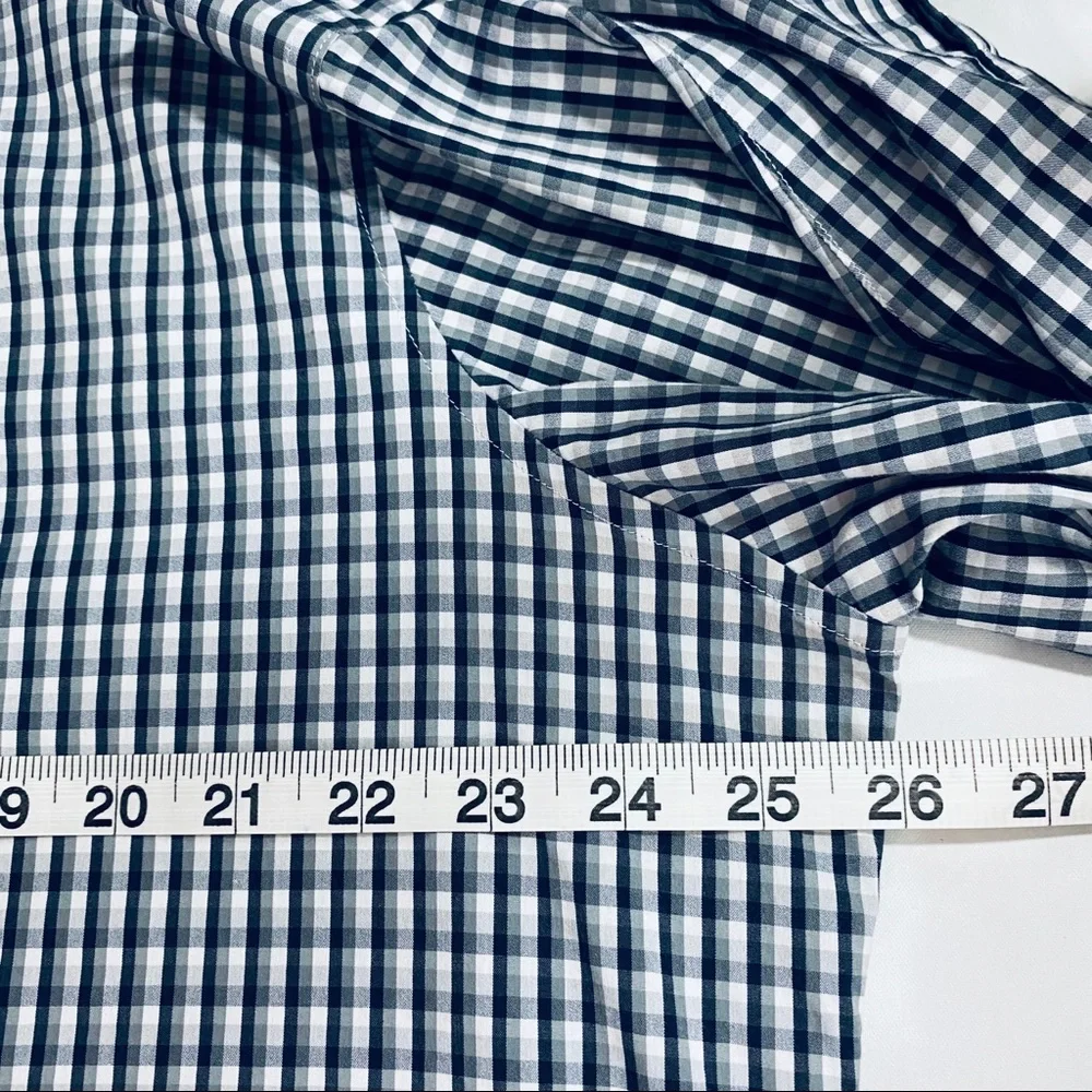 Theory Mens Zack PS Gressenhall Gingham Button Down Shirt XXL Navy Blue F0174518